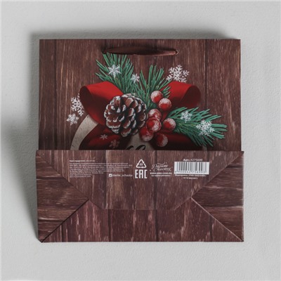 Пакет ламинированный квадратный «Новогоднее поздравление», 22 × 22 × 11 см