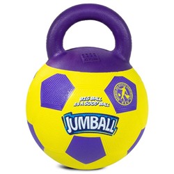 Игрушка для собак GIGWI JUMBALL "Мяч футбольный c ручкой", 26 см, жёлтый