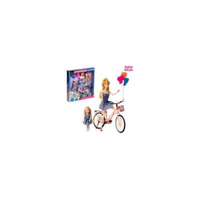 HAPPY VALLEY Кукла с дочкой "Family Look" на велосипеде, джинс SL-05536 6534538