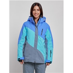 Горнолыжная куртка женская зимняя большого размера синего цвета 2308S