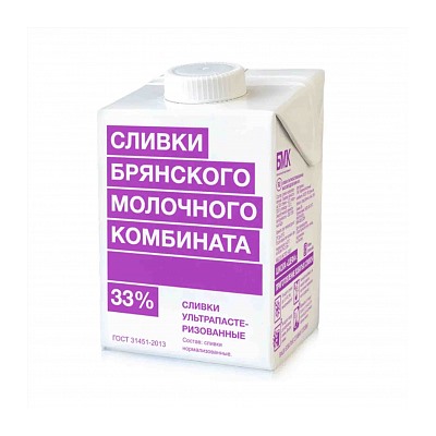 Сливки животные БМК (Брянск) 33% 500 г