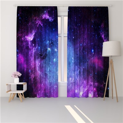 Фотошторы люкс сатен Фиолетовое звёздное небо