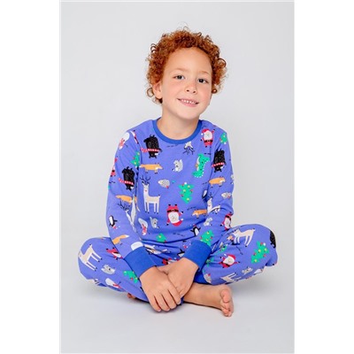 Пижама детская Crockid К 1550 праздничный микс на ярко-синем