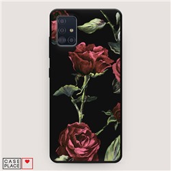 Матовый силиконовый чехол Бордовые розы фон на Samsung Galaxy A51