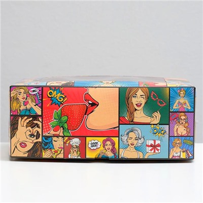 Упаковка на 6 капкейков с окном "Pop-art клубничка", 25 х 17 х 10 см