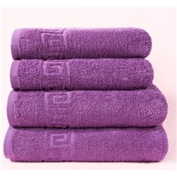 Махровое полотенце "Греческий бордюр"-фиолетовый 70*140 см. хлопок 100%