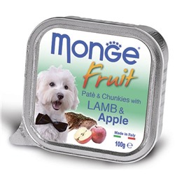 Влажный корм Monge Dog Fruit для собак, ягненок с яблоком, ламистер, 100 г
