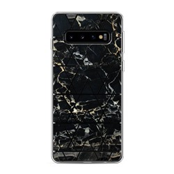 Силиконовый чехол Черный мрамор с узорами треугольниками на Samsung Galaxy S10