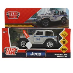 Машина металл свет-звук JEEP WRANGLER RUBICON ПОЛИЦИЯ 12 см, двер, баг, кор. Технопарк