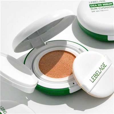 Lebelage Солнцезащитный кушон с экстрактом центеллы / Cica No Sebum Sun Cushion SPF 50+ PA+++, светло-бежевый, 15 г