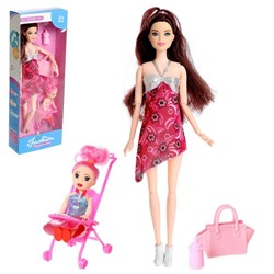 Кукла-модель «Наташа» беременная, шарнирная, с ребёнком и аксессуарами, МИКС 6116936