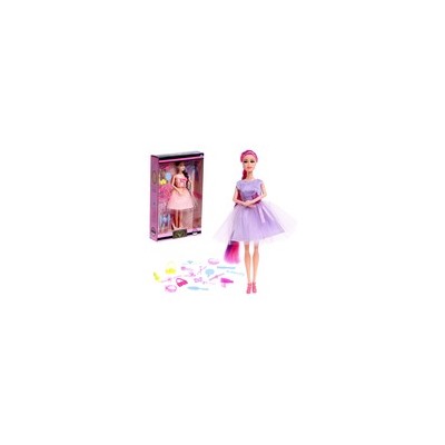 Кукла-модель шарнирная «Виктория», в пышном платье, с набором аксессуаров, цвет сиреневый 9081282