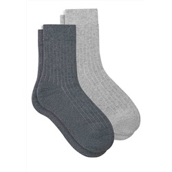 Набор женских носков в рубчик, светло-серые меланж и темно-серые меланж