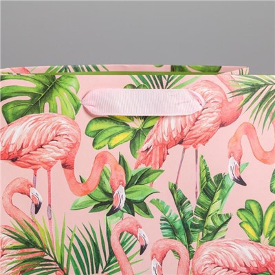 Пакет ламинированный вертикальный «Тропики и фламинго», MS 18 × 23 × 10 см