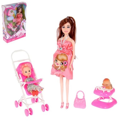 Кукла-модель беременная «Лиза» с малышкой, коляской и аксессуарами, МИКС 2452994