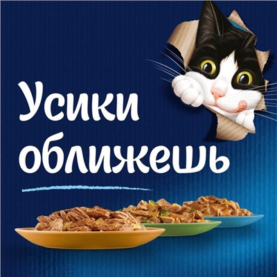 Влажный корм FELIX "Двойной вкус" для кошек, индейка/печень, пауч 85 г