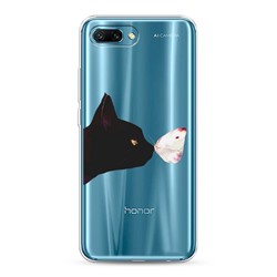 Силиконовый чехол Черный кот и бабочка на Honor 10