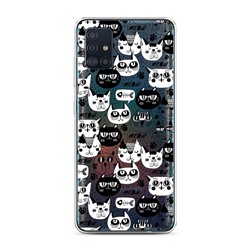 Силиконовый чехол Черно-белые коты фон на Samsung Galaxy A51
