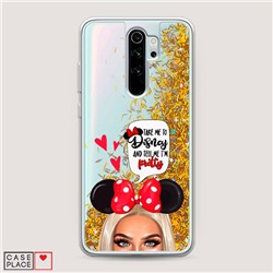 Жидкий чехол с блестками Disney princess на Xiaomi Redmi Note 8 Pro