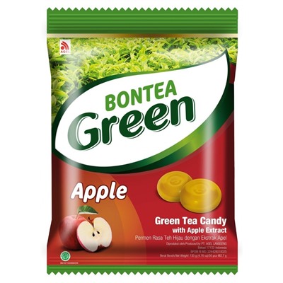 Леденцы с экстрактами зелёного чая и яблока Apple Green Tea Candy Bontea Green 135 гр.