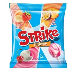 Карамель на палочке Strike с молочным вкусом, 113 гр. KDV