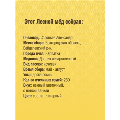 Мёд донниковый Вкус Жизни New 230 гр.