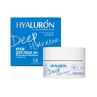 Belkosmex HYALURON Deep Hydration  Крем для лица 30+ Интенсивное увлажнение и свежесть 48мл