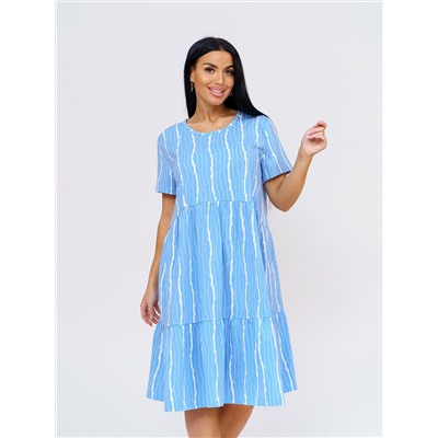 Платье женское Текс-Плюс, цвет голубой белый