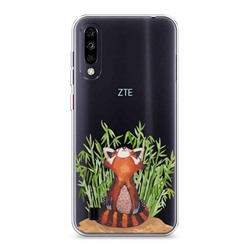 Силиконовый чехол Красная панда в кустах на ZTE Blade A7 (2020)