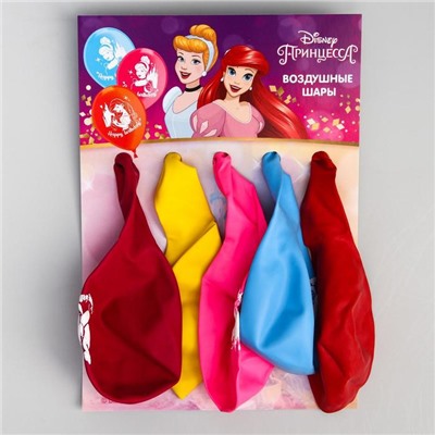 Воздушные шары, набор "Принцессы Happy Birthday", Disney (набор 5 шт)