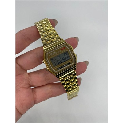 Электронные светящиеся часы будильник WR Casio  (золото)