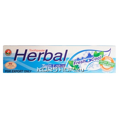 Зубная паста с травами "Свежесть и прохлада" Herbal Fresh and Cool Twin Lotus, Таиланд, 100 г Акция