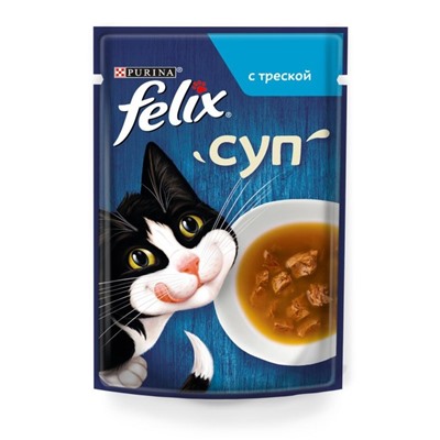 Влажный корм FELIX Суп с треской, для кошек, 48 г