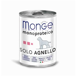 Влажный корм Monge Dog Monoproteico Solo для собак, паштет,  ягненок, ж/б 400 г