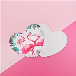 Открытка-валентинка «Люблю тебя», фламинго, 7 х 6см