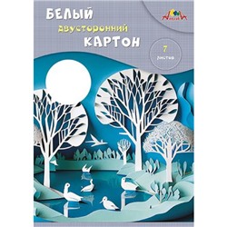 Набор картона белого А4   7л  двусторонний мелованный "Белый пейзаж" С0261-27 АппликА