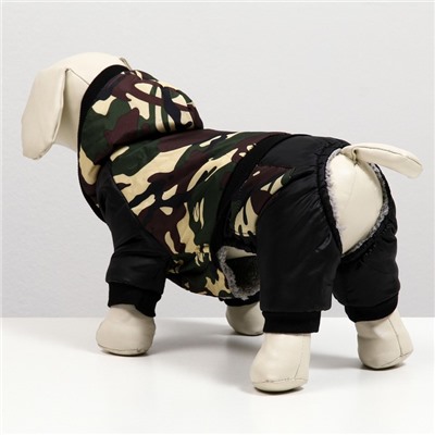 Комбинезон для собак на меховом подкладе с капюшоном, размер XXL (ДС 40, ОШ 42, ОГ 54 см)