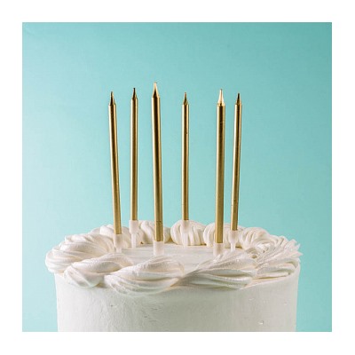 Свечи для торта "Классика", набор 6 штук, золотые 10 см