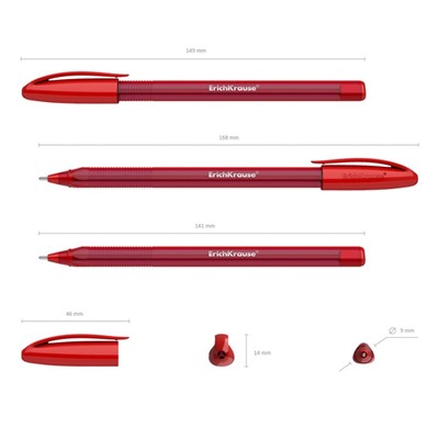 Ручка шариковая ErichKrause U-108 Original Stick, узел 1.0 мм, чернила красные
