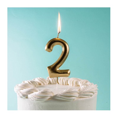 Свеча для торта "Цифра 4", золотая 8,5 см