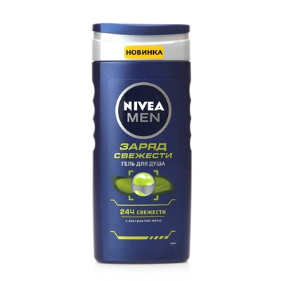 Гель для душа NIVEA MEN Заряд свежести Мята 2в1 (250мл) (80803)