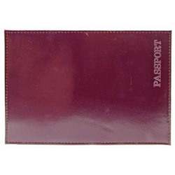 Обложка для паспорта натуральная кожа Шик "PASSPORT" темно-фиолетовый, тисн.конгрев 1,01гр-PSP ШИК-230 ПОЛИГРАФДРУГ