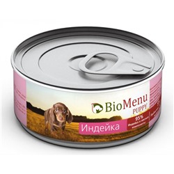 Консервы BioMenu PUPPY для щенков индейка 95%-мясо , 100гр