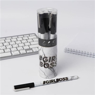 Ручка с колпачком и нанесением soft-touch Girl boss, синяя паста, 0,7 мм, цена за 1 шт