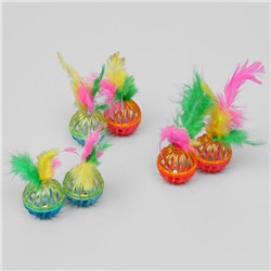 Набор из 2 шариков «Завитушки с пером», каждый 4 см, микс цветов