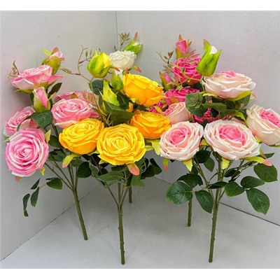 Цветы искусственные декоративные Розы 8 бутонов 52 см
