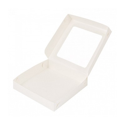 Коробка для печенья 15*15*3 см, Белая с окном