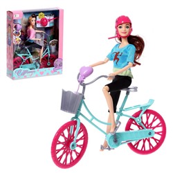 Кукла-модель шарнирная «Карина на велопрогулке» с аксессуарами, цвет голубой 9050026