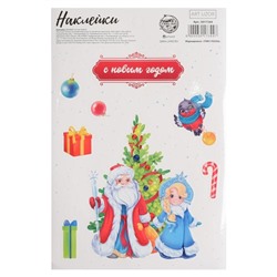Бумажные наклейки «Дед Мороз и Снегурочка», 21х 14,5 см