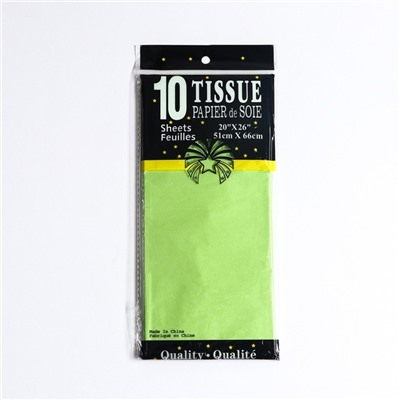 Бумага упаковочная тишью, зеленая, 50 см х 66 см